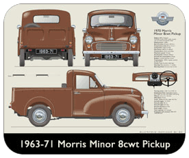 Morris Minor 8cwt Pickup 1968-70 Place Mat, Small